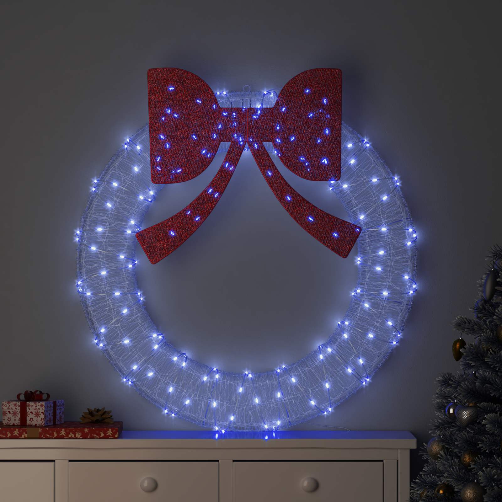 Küünlajalg 150 LED-i Sinine 120 cm Akrüül