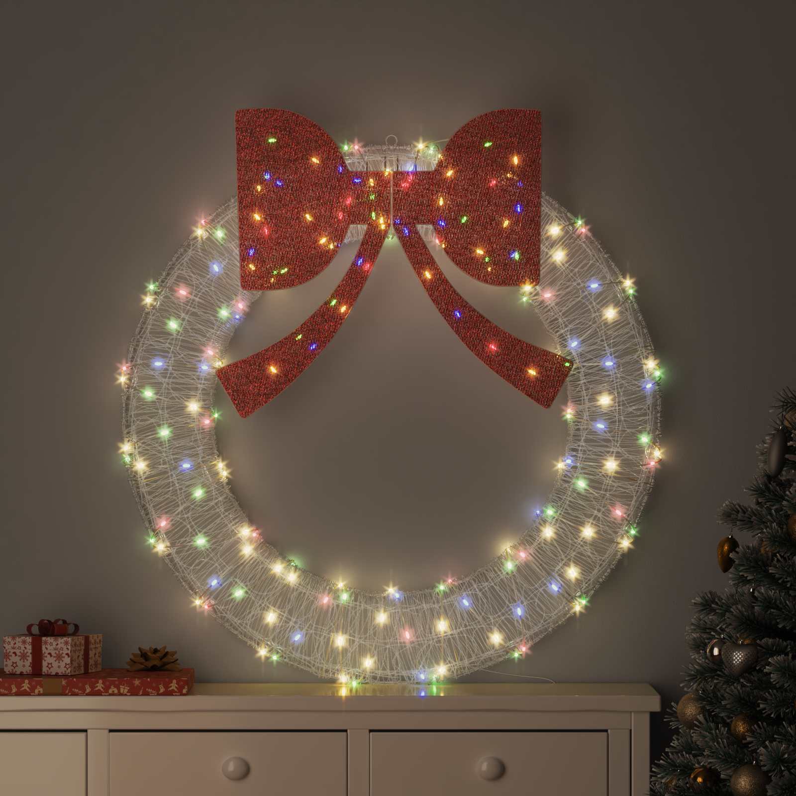 Küünlajalg 150 LED-i Mitmevärviline 120 cm Akrüül
