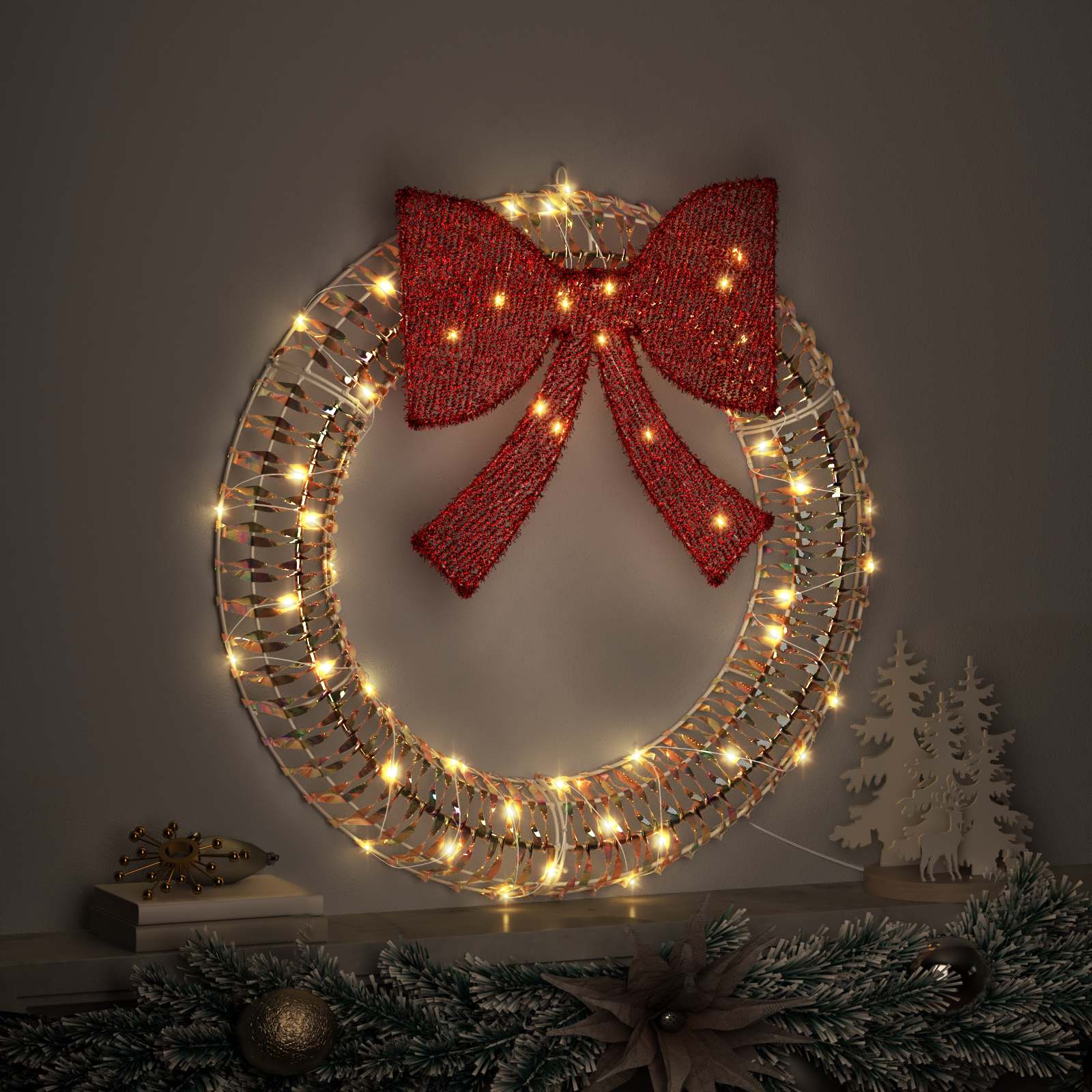 Küünlapärg Soe valge 75 x 75 x 8 cm PET 60 LED-i