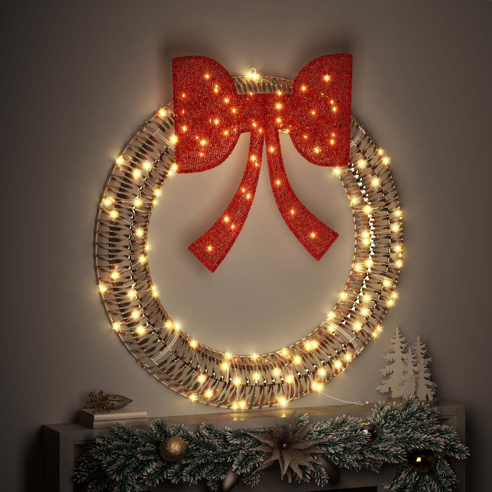 Küünlapärg Soe valge 120 x 120 x 10 cm PET 150 LED-i