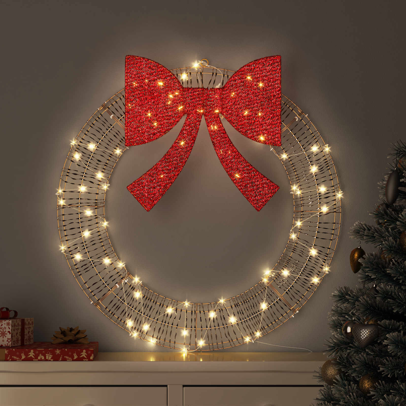 Küünlapärg Soe valge 75 x 75 x 8 cm PET 60 LED-i