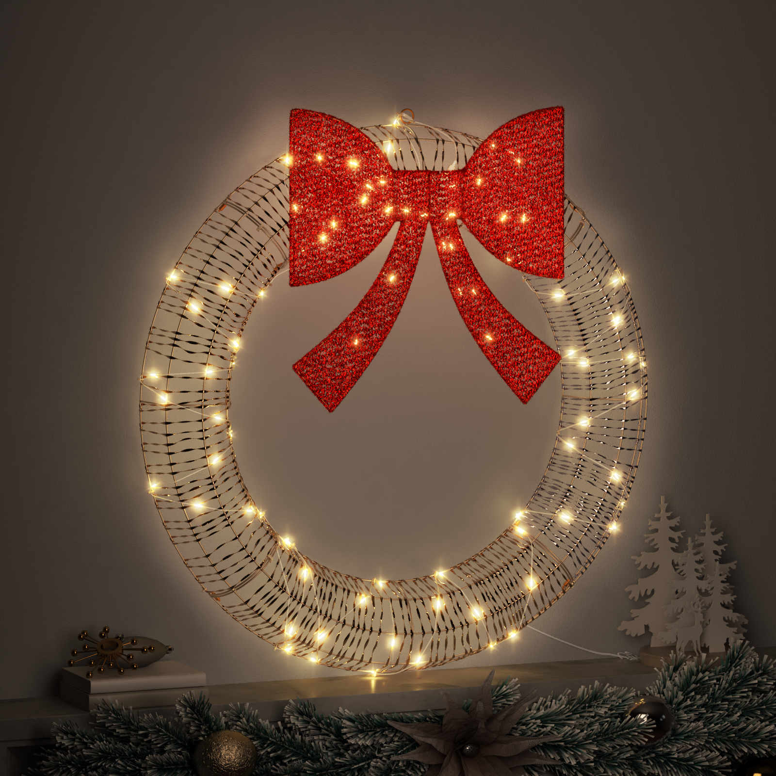 Küünlapärg Soe valge 75 x 75 x 8 cm PET 60 LED-i