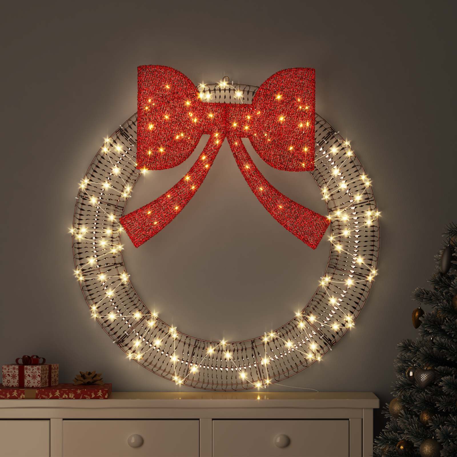 Küünlapärg Soe valge 90 x 90 x 9 cm PET 80 LED-i