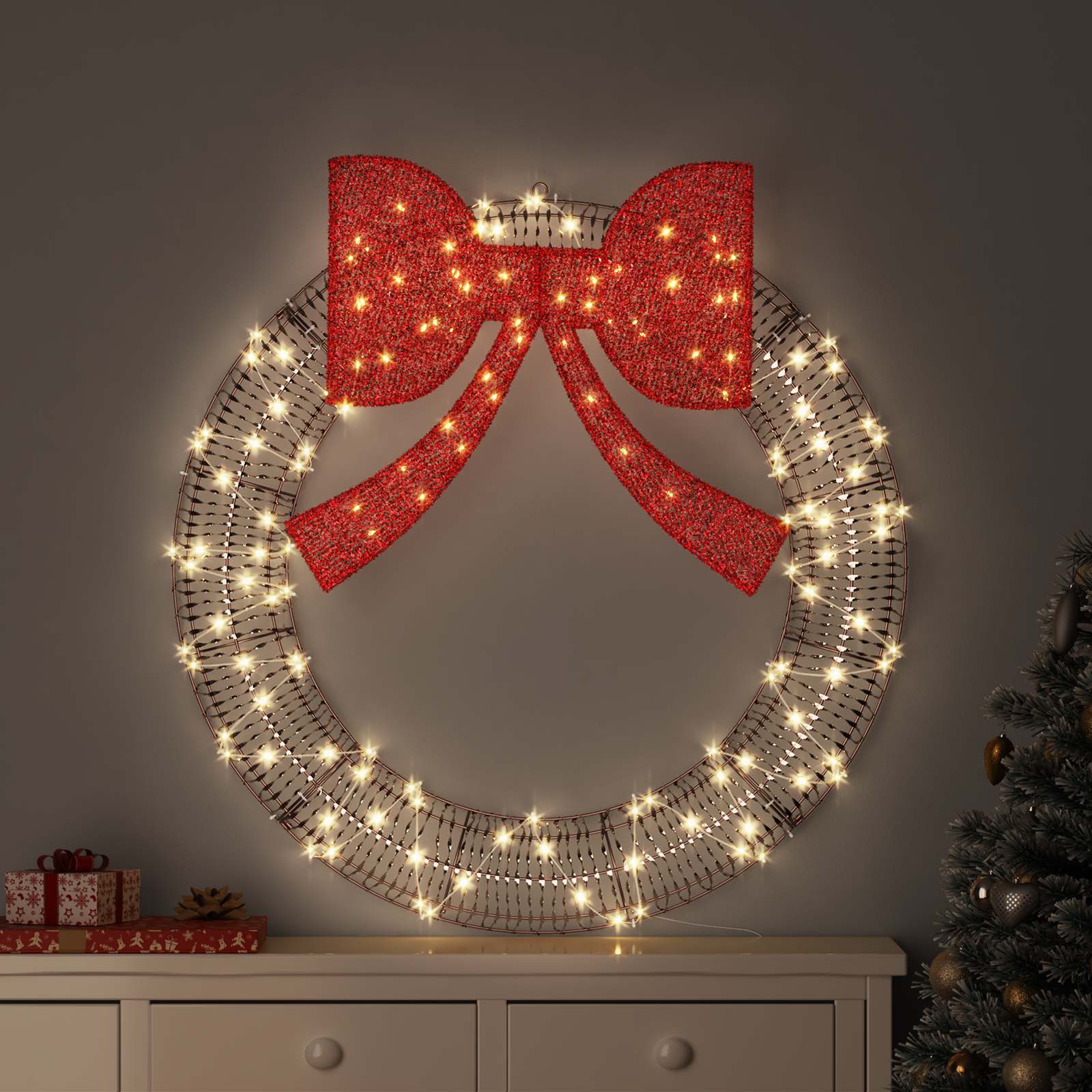Küünlapärg Soe valge 120 x 120 x 10 cm PET 150 LED-i