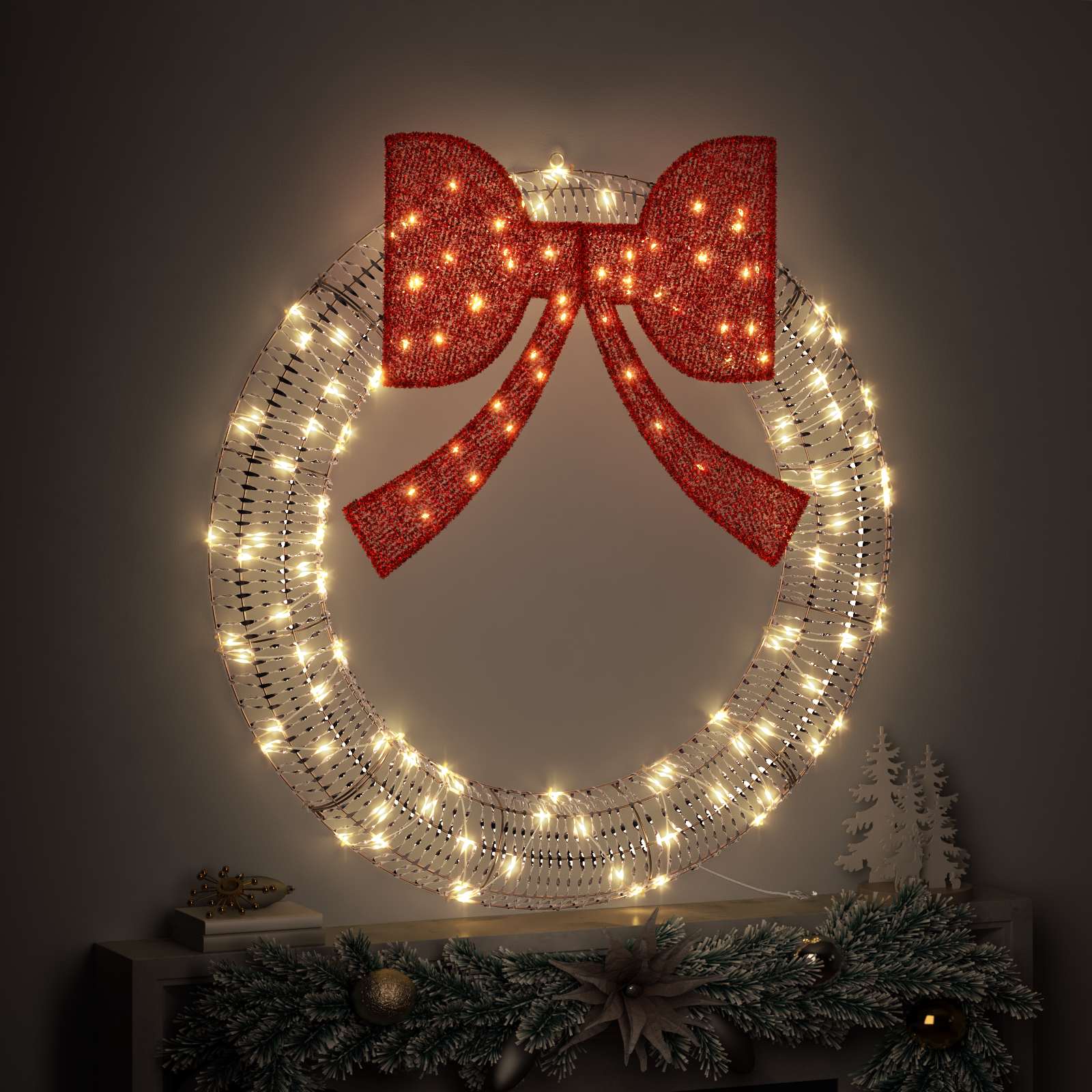 Küünlapärg Soe valge 120 x 120 x 10 cm PET 150 LED-i