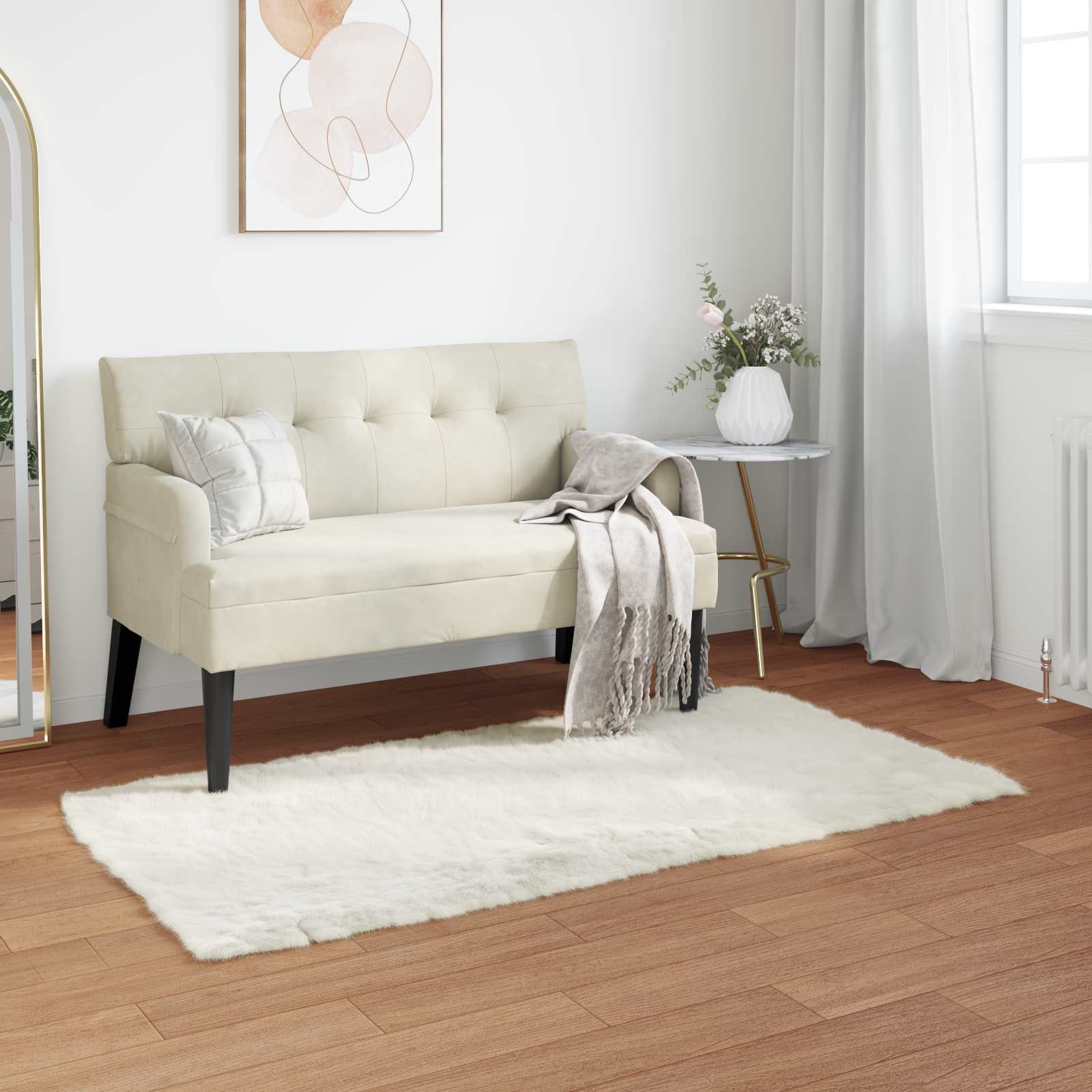 Kunstvilla vaibale TAFALLA Valge 80 x 150 cm Polüester