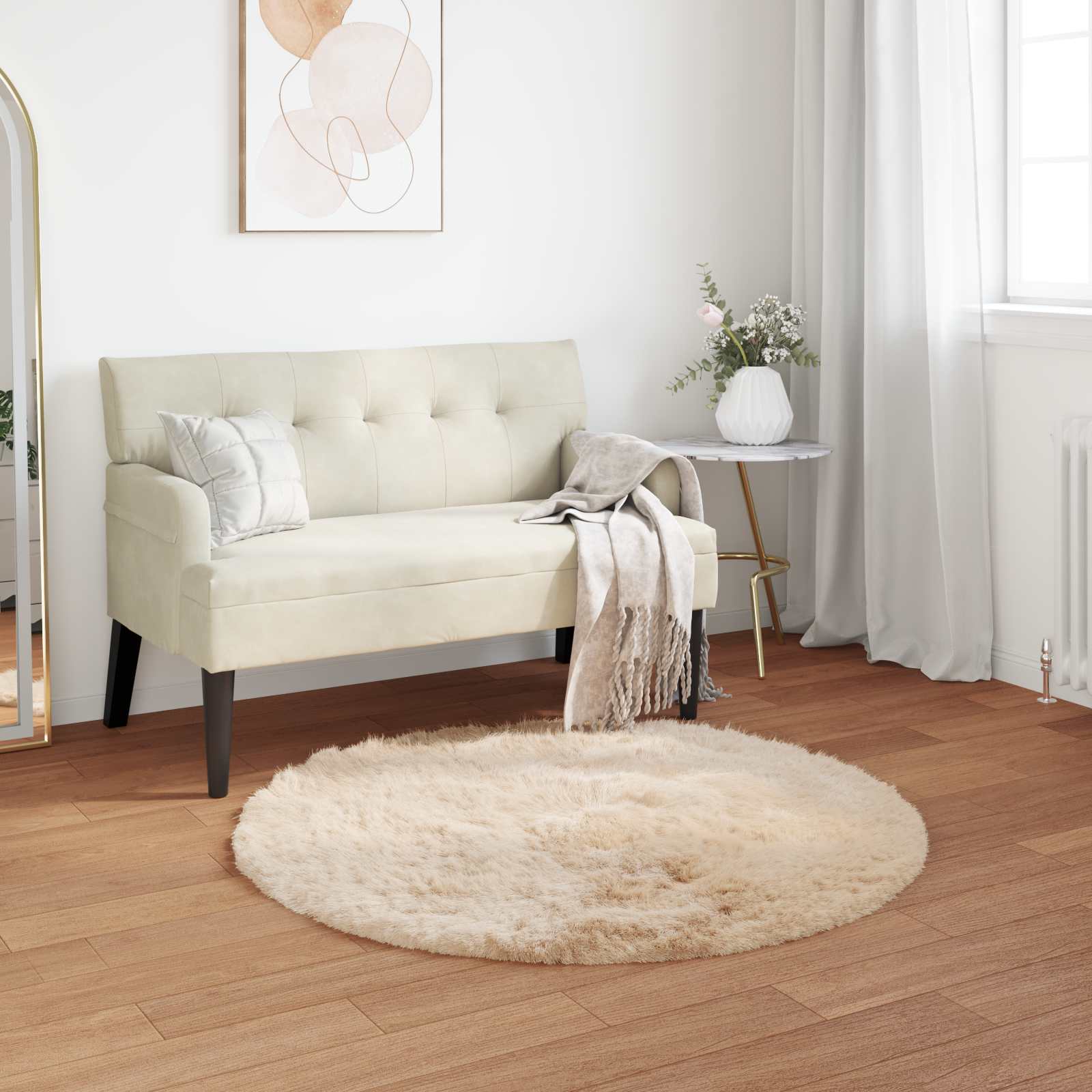Kunstvilla vaibale TAFALLA Beež Ø 100 cm Polüester