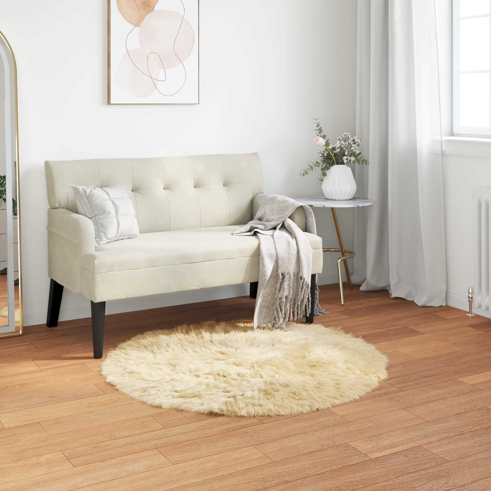Kunstvilla vaibale TAFALLA Kreemjas Ø 80 cm Polüester