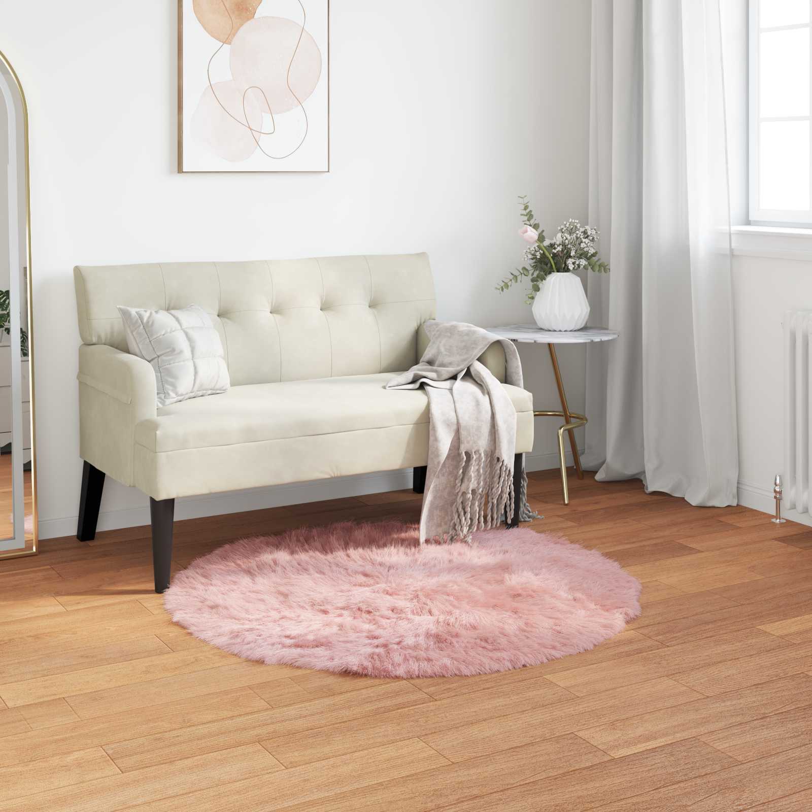 Kunstvilla vaibale TAFALLA Roosa Ø 100 cm Polüester