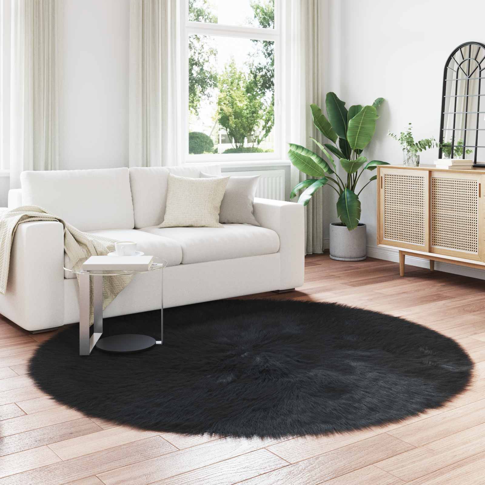 Kunstvilla vaibale TAFALLA Must Ø 160 cm Polüester