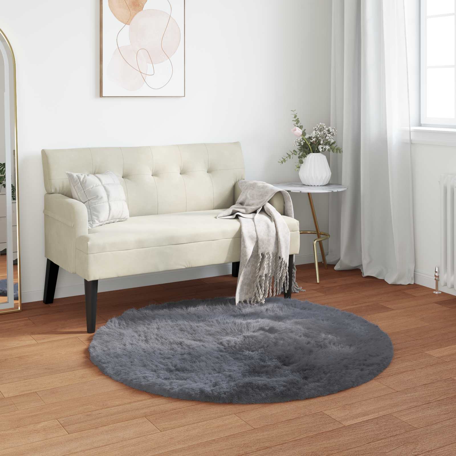 Kunstvilla vaibale TAFALLA Antratsiit Ø 80 cm Polüester