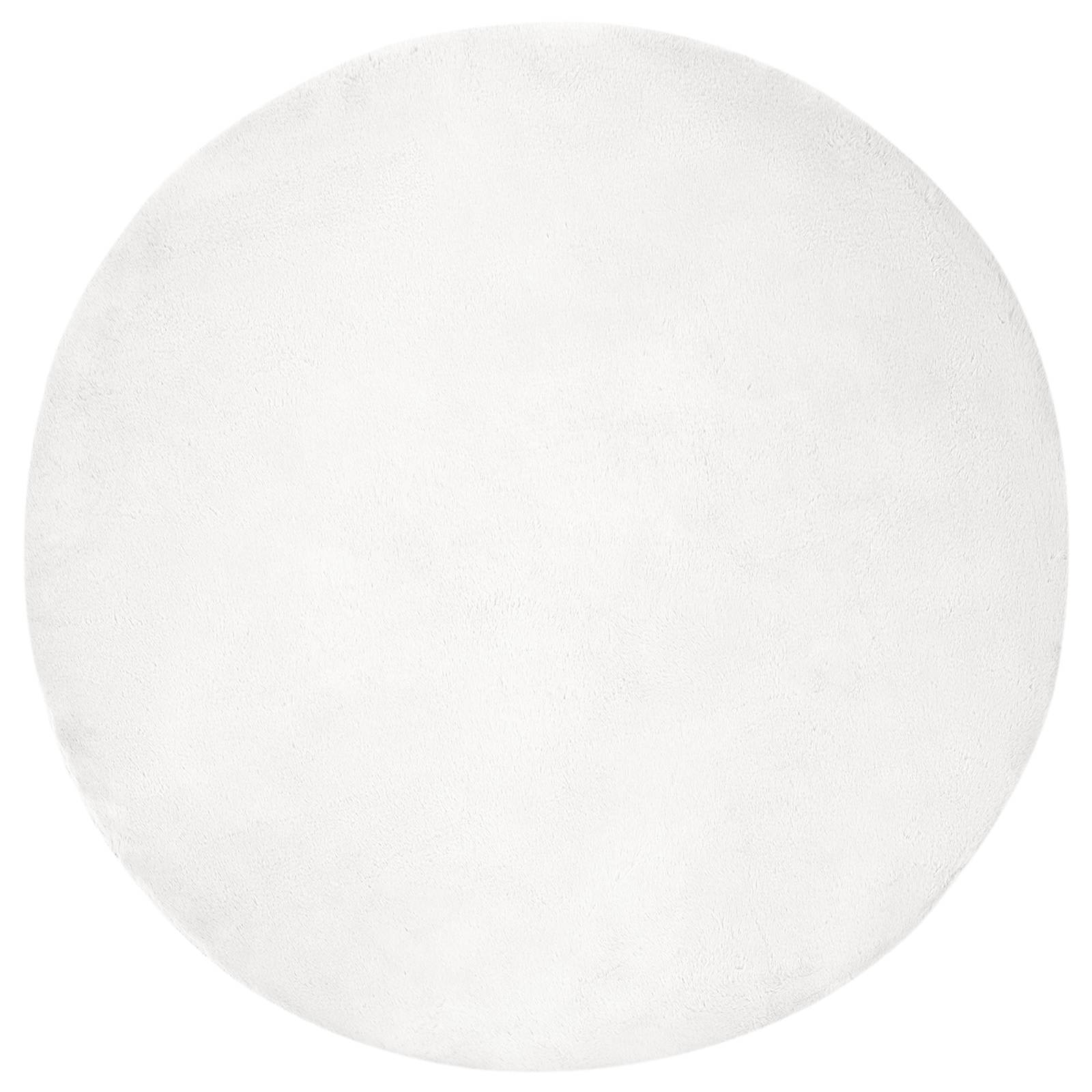 Libisemiskindel kunstküüliku karvaga vaip OLITE Valge Ø 120 cm