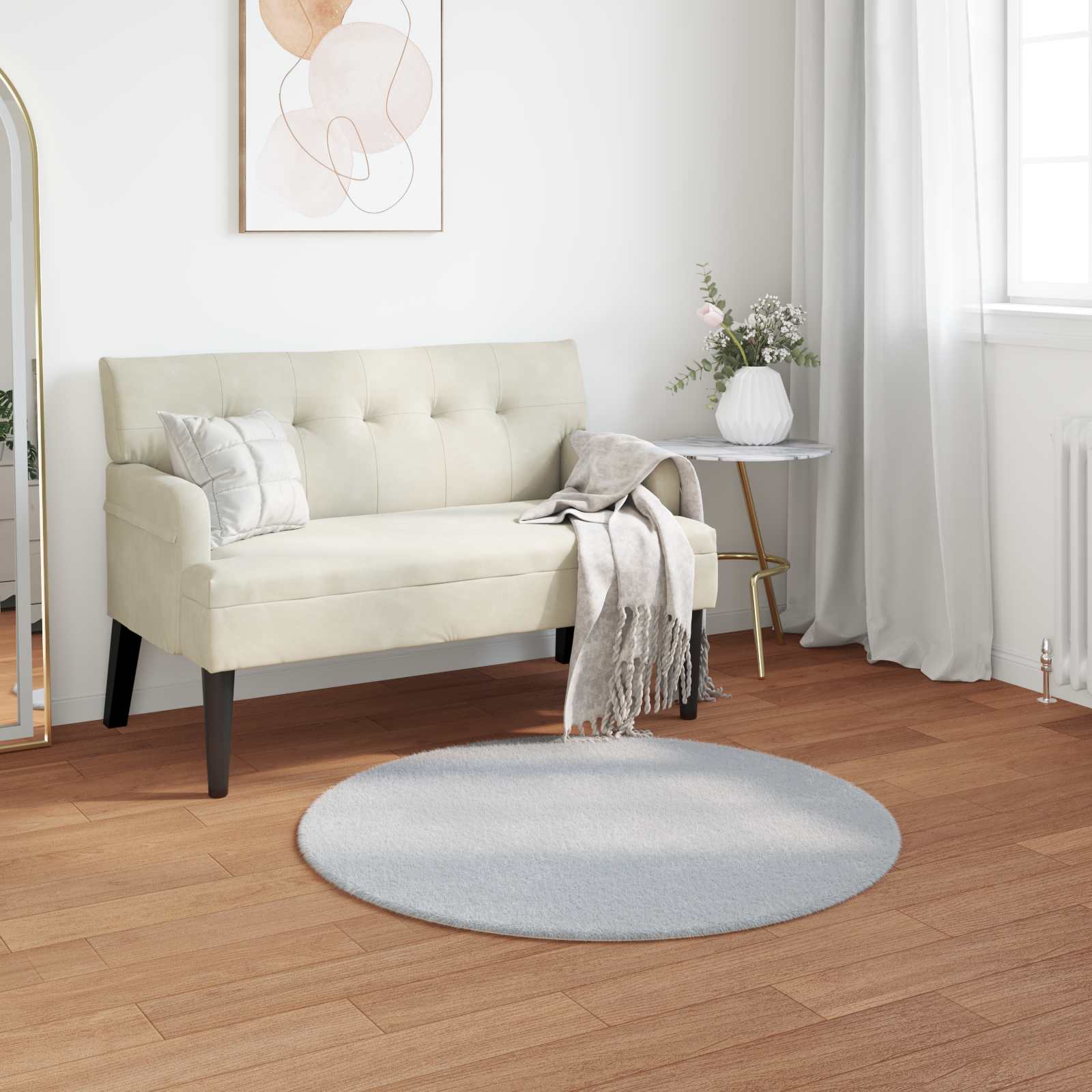 Libisemiskindel kunstküüliku karvaga vaip OLITE Hall Ø 100 cm