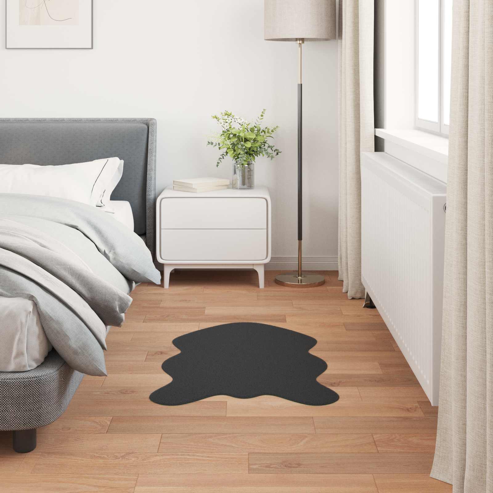 Libisemiskindel kunstküüliku karvaga vaip OLITE Must 60 x 90 cm