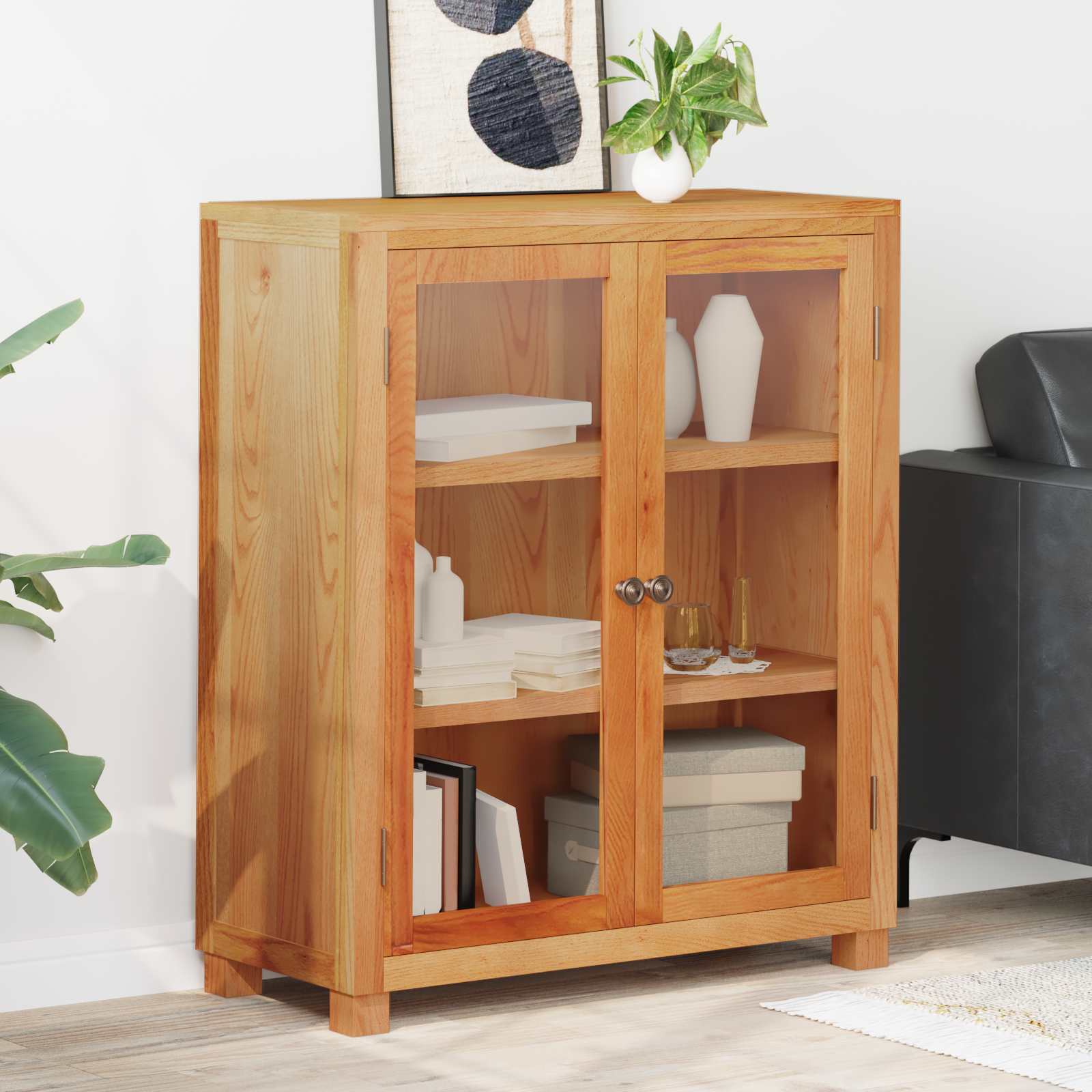 Kapp riiuliga uksega Pruun 80 x 35 x 95 cm Tugev Tamme Puit