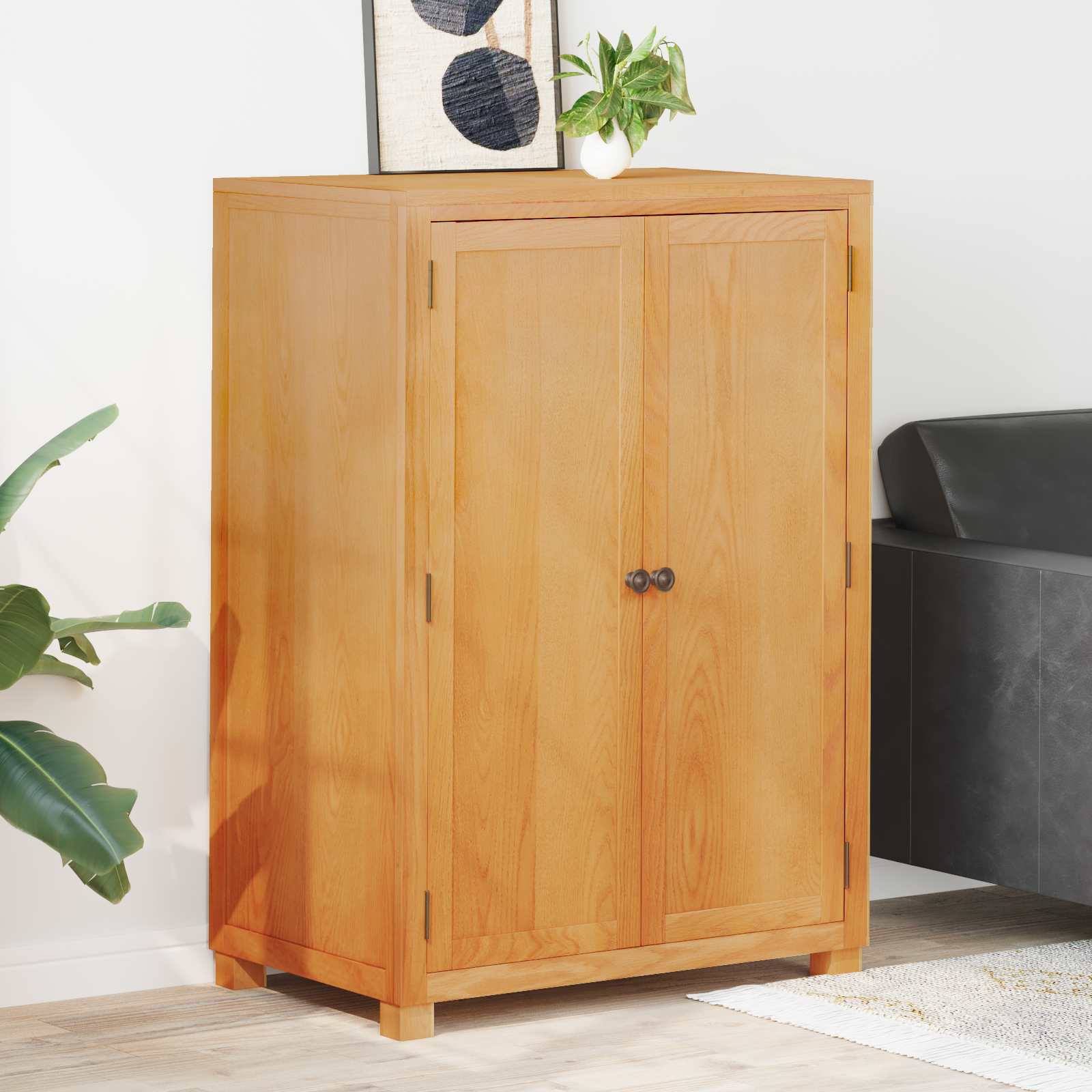 Garderoobikapp uksega Pruun 80 x 50 x 115 cm Tugev Tamme Puit