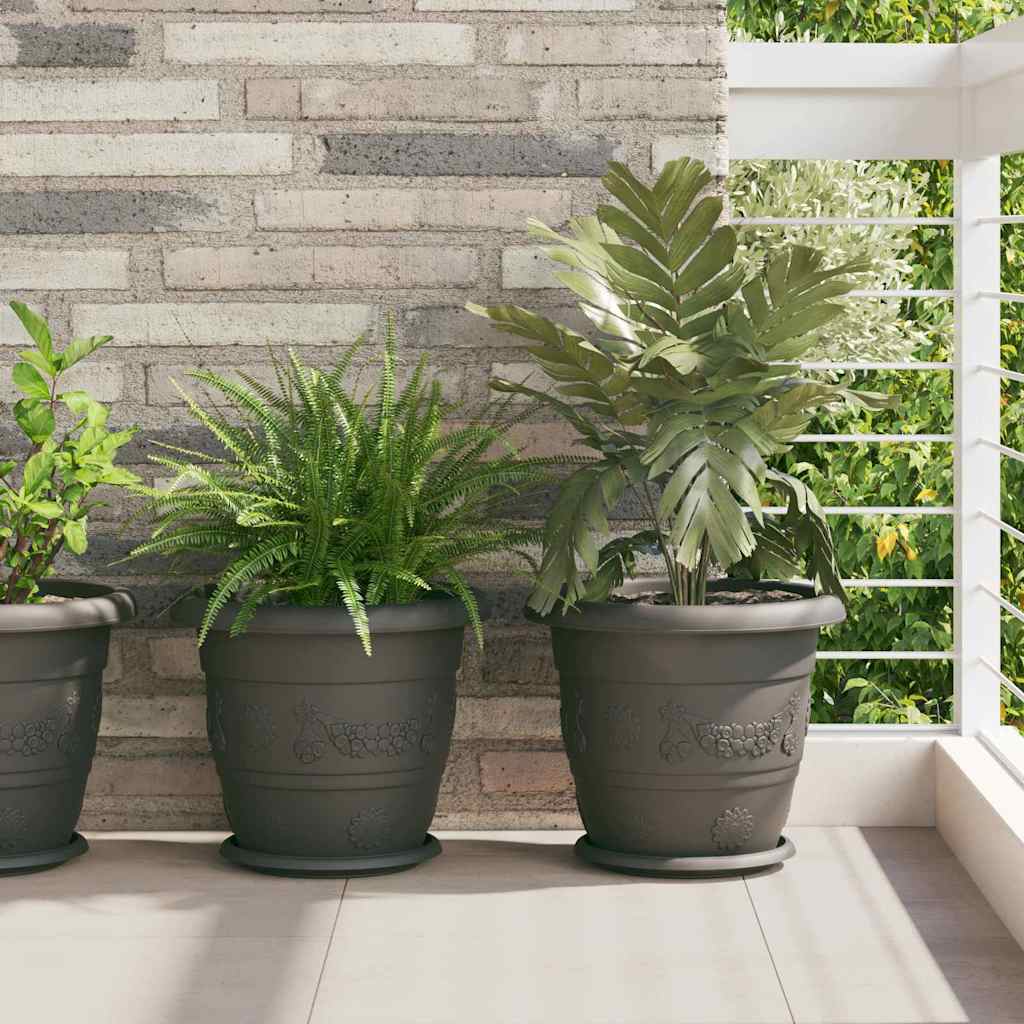 Ümmargune lillepott 6 tk Must Ø 34 x 28 cm Plastmass
