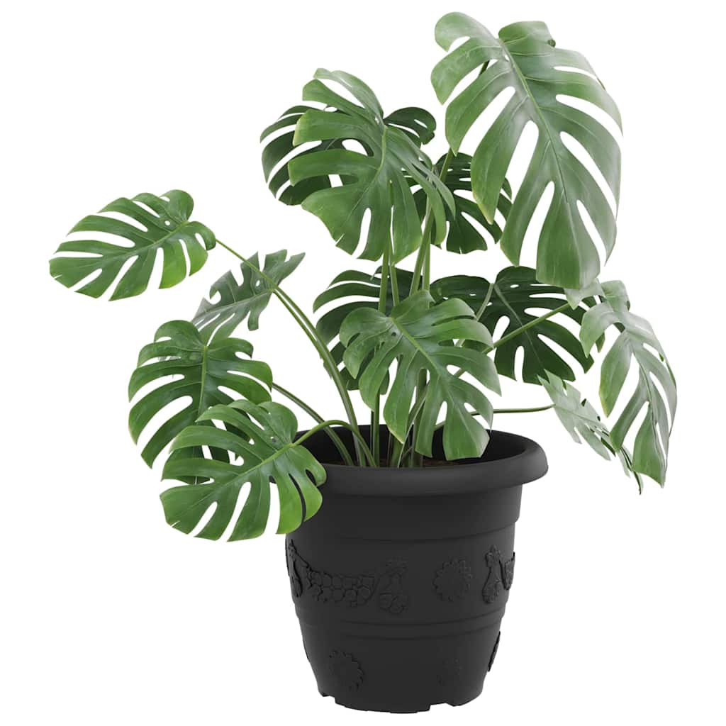 Ümmargune lillepott 6 tk Must Ø 34 x 28 cm Plastmass
