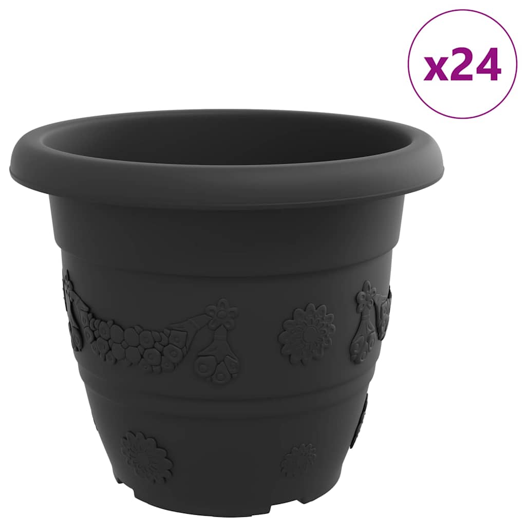 Ümmargune lillepott 24 tk Must Ø 34 x 28 cm Plastmass