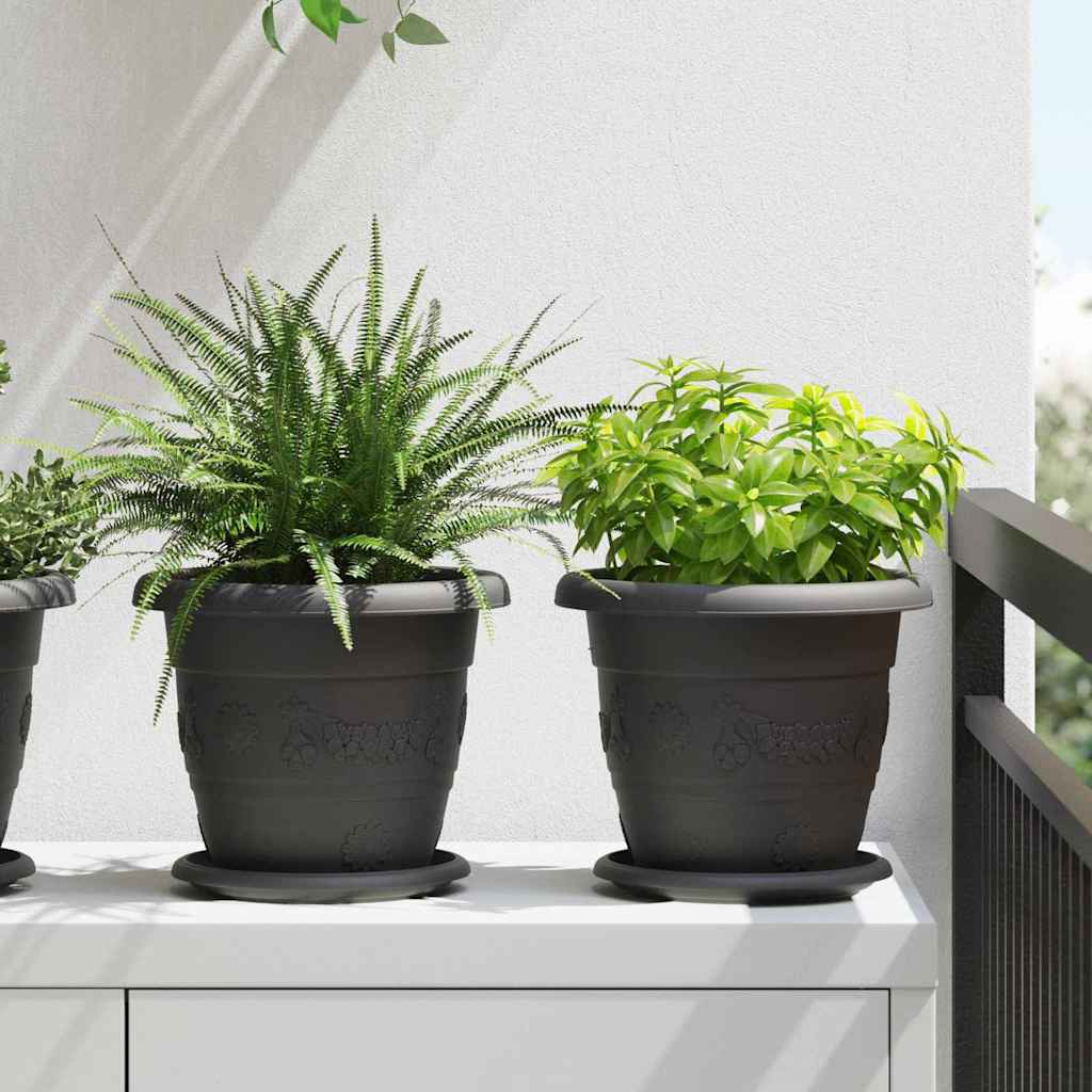 Ringikujuline Lilletaldrik 6 tk Must Ø 17,5 x 2 cm Plastmass