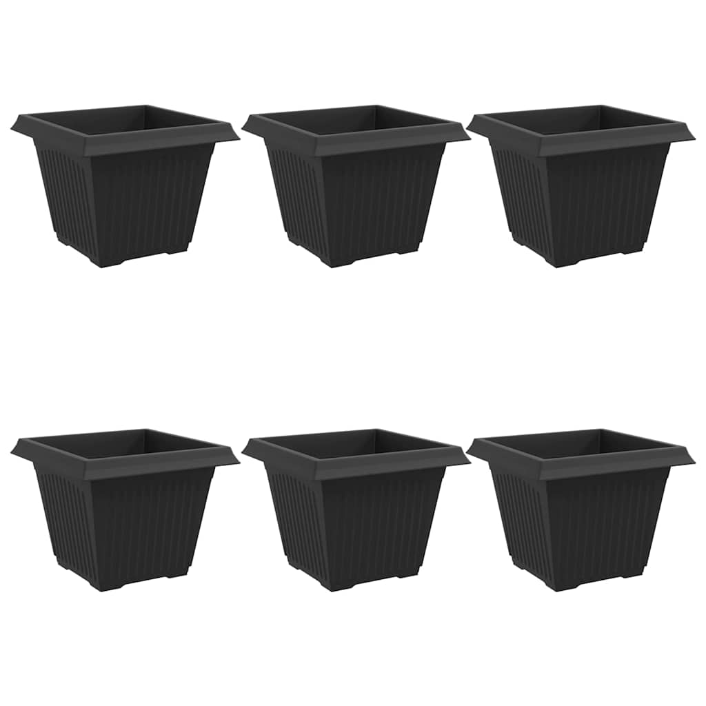 Ruutlillepott 6 tk Must 43 x 43 x 33,5 cm Plastmass