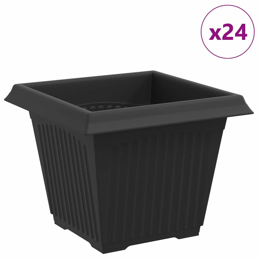 Ruutlillepott 24 tk Must 33 x 33 x 26 cm Plastmass