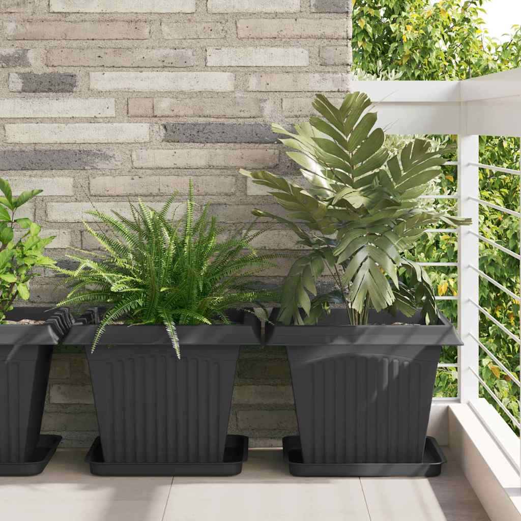 Ruutlillepott 24 tk Must 43 x 43 x 33,5 cm Plastmass