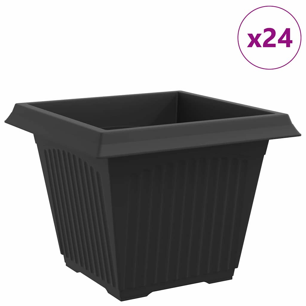 Ruutlillepott 24 tk Must 43 x 43 x 33,5 cm Plastmass