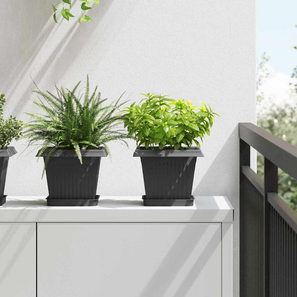 Ruudu kujuline lille alus 6 tk Must 15 x 15 x 2 cm Plastmass