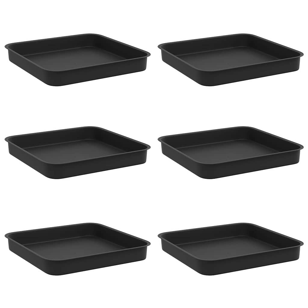 Ruudu kujuline lille alus 6 tk Must 15 x 15 x 2 cm Plastmass