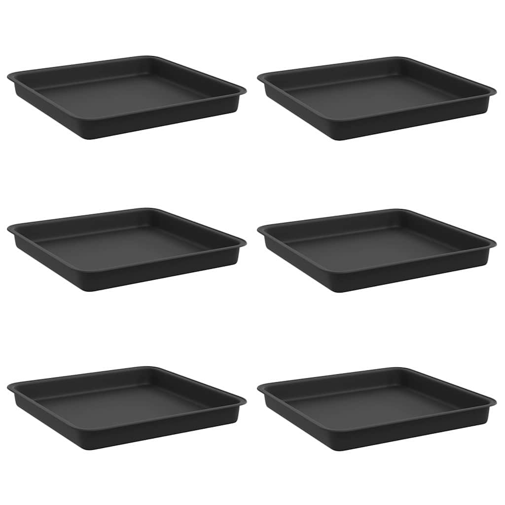 Ruudu kujuline lille alus 6 tk Must 18 x 18 x 2 cm Plastmass