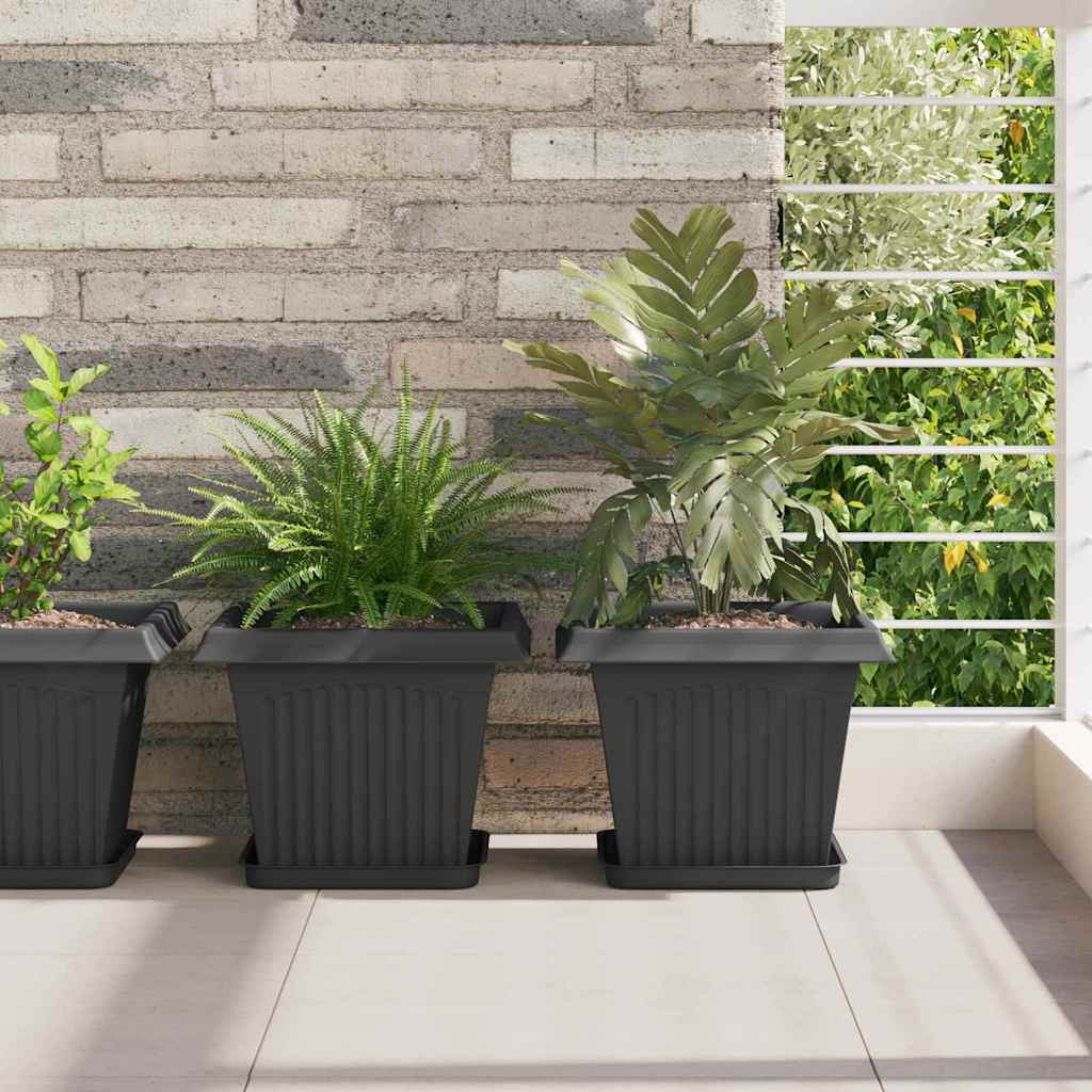Ruudu kujuline lille alus 6 tk Must 21 x 21 x 2 cm Plastmass