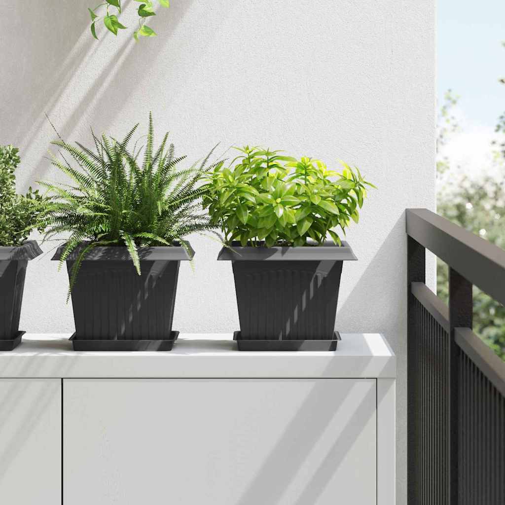 Ruudu kujuline lille alus 24 tk Must 18 x 18 x 2 cm Plastmass