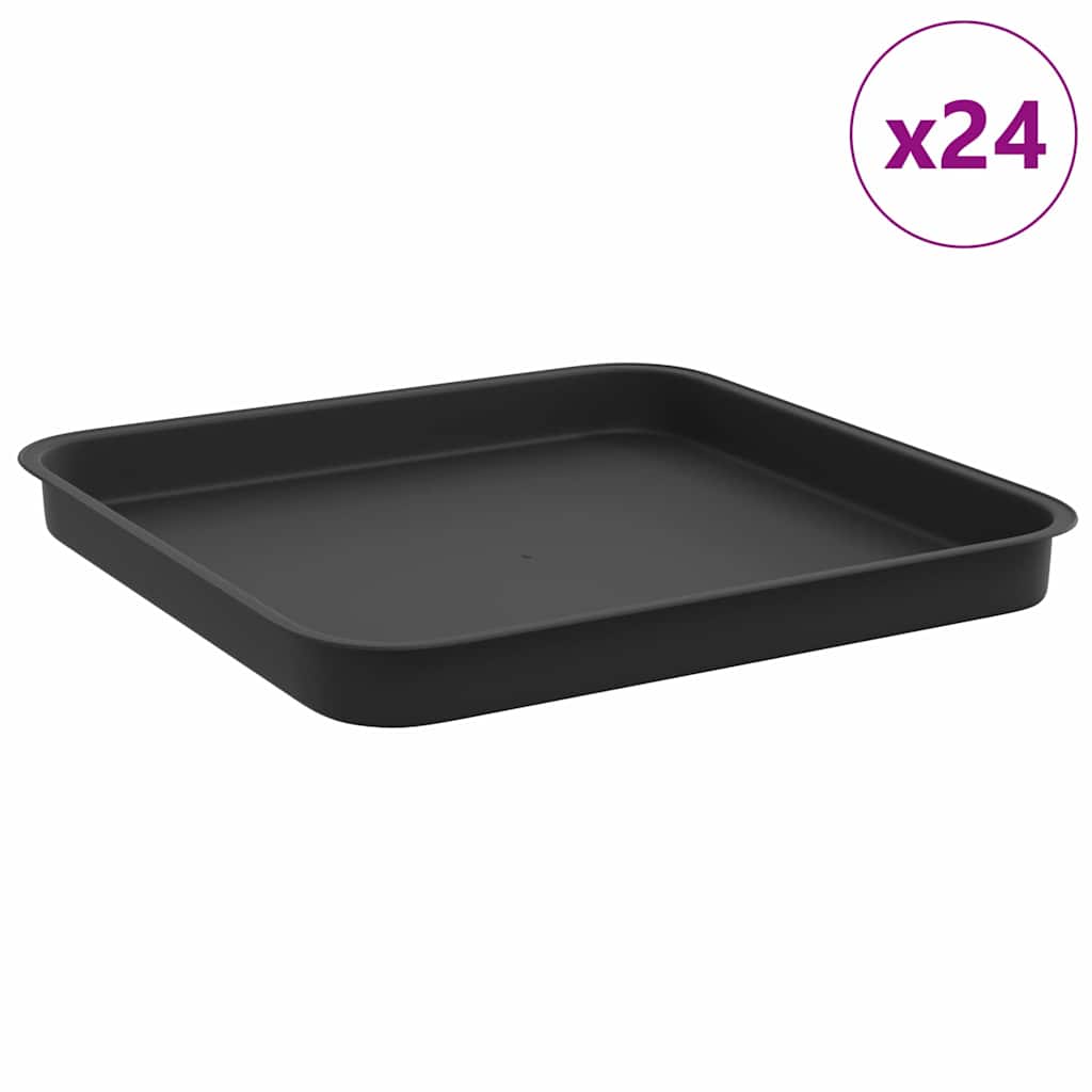 Ruudu kujuline lille alus 24 tk Must 21 x 21 x 2 cm Plastmass