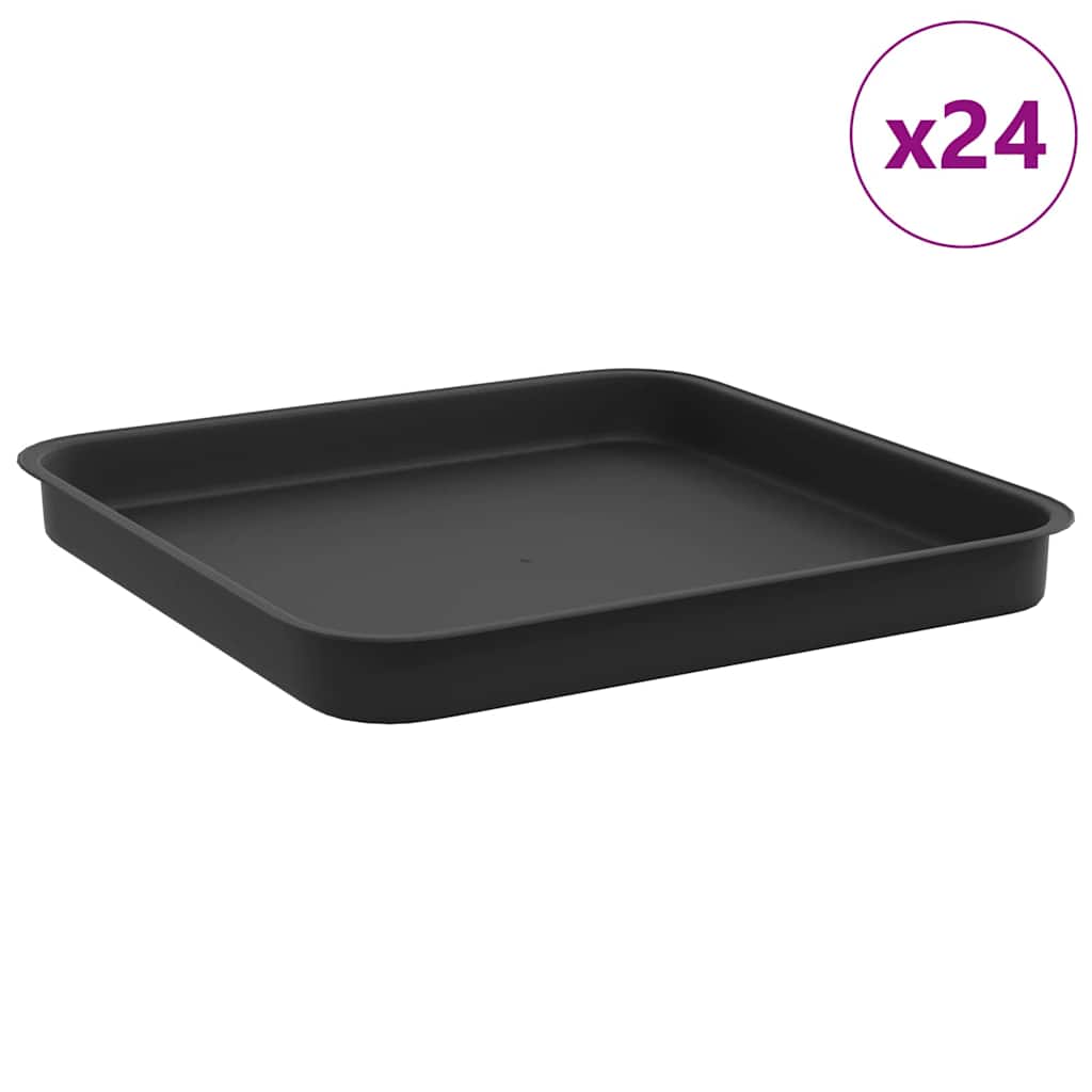Ruudu kujuline lille alus 24 tk Must 25,5 x 25,5 x 2,5 cm