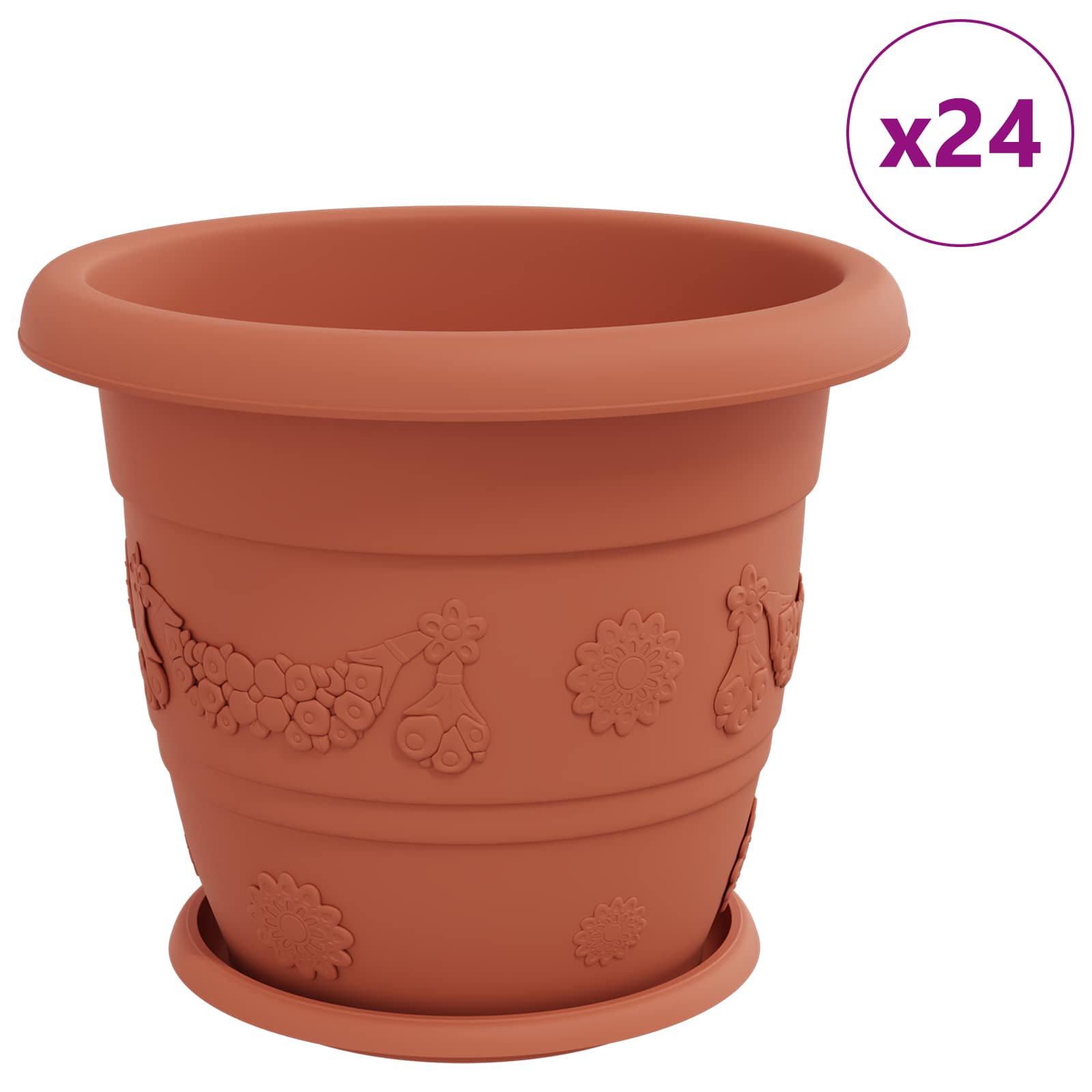 Taimepotid 24 tk Kohviroosa Ø 34 x 28 cm Plastmass