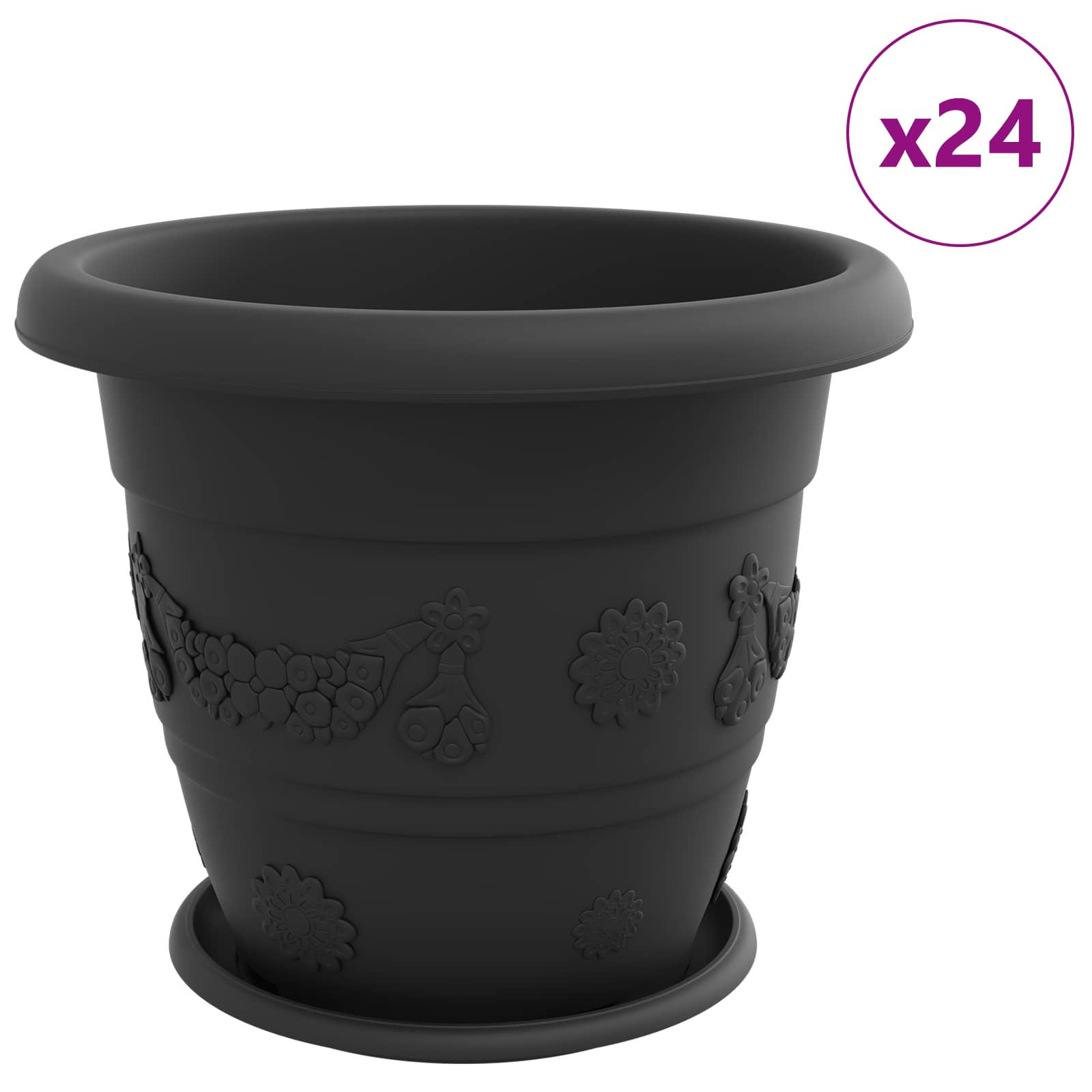 Taimepotid 24 tk Must Ø 39 x 32 cm Plastmass