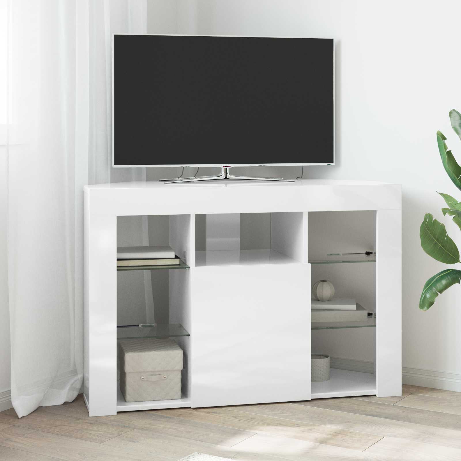 Nurgas LED TV kapp 100x40x68cm Korke läikega Valge Tehispuit