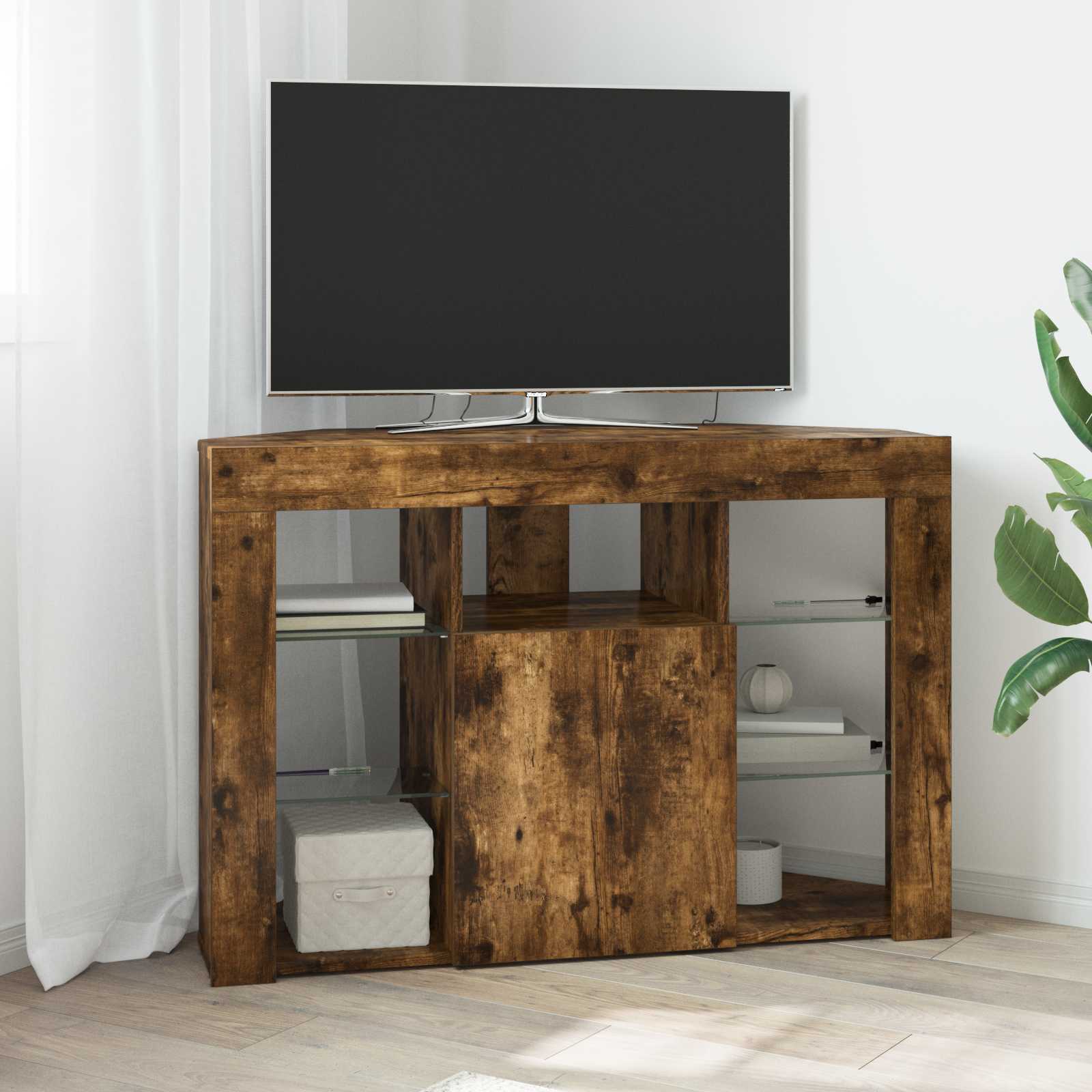 Nurgas LED TV kapp 100x40x68cm Suitsetatud tamm Tehispuit
