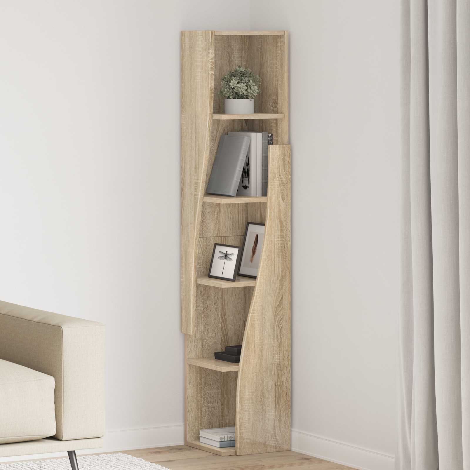 Nurgakapp 27,5x27x140cm Tehispuit Sonoma tamm