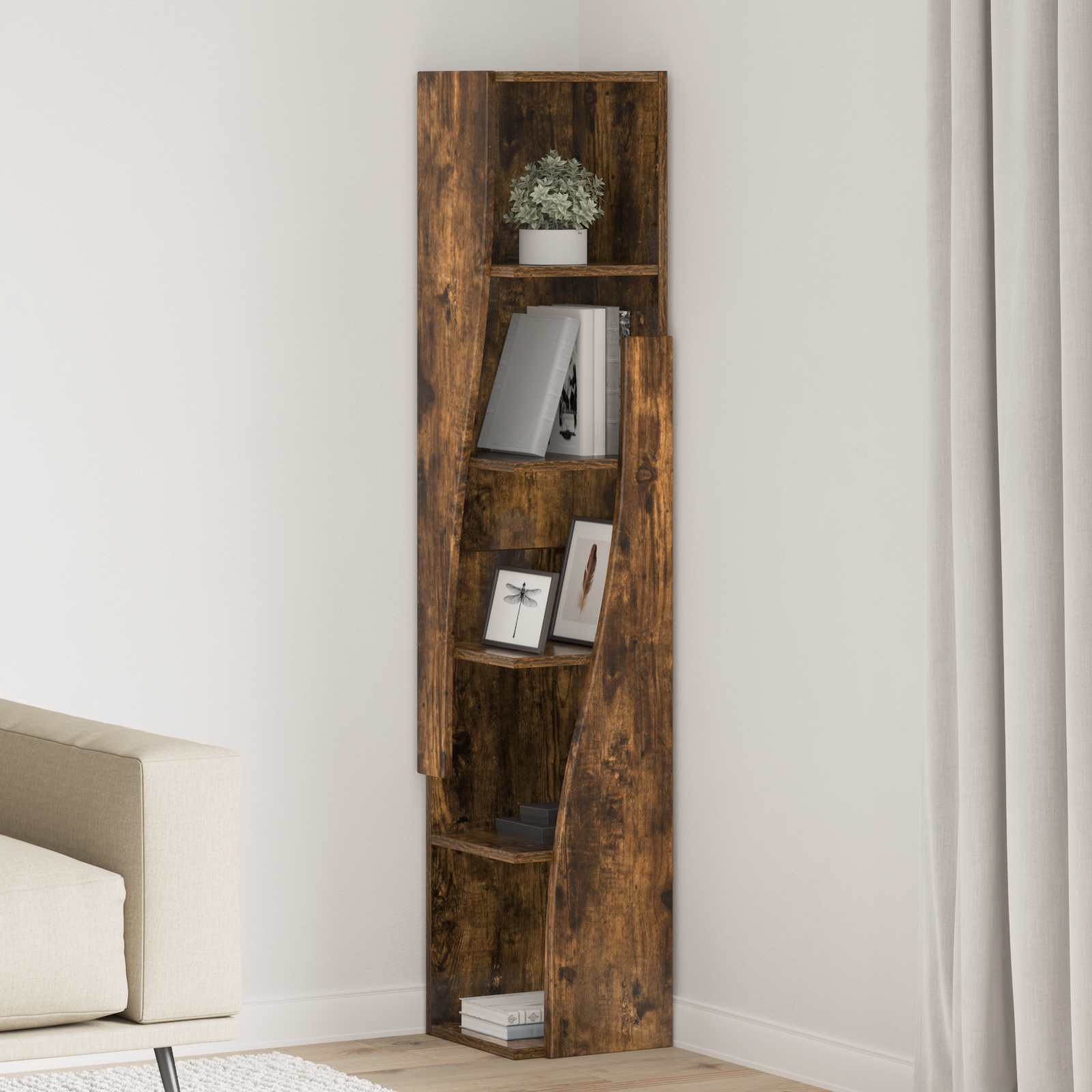 Nurgakapp 27,5x27x140cm Tehispuit Suitsetatud tamm