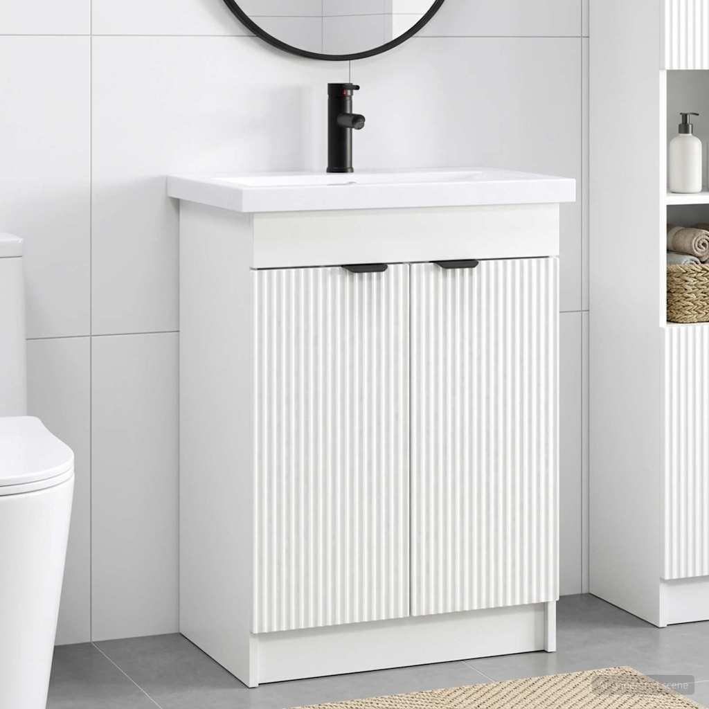 Vannitoa mööbleset Valge 56 x 37,5 x 81 cm Tehispuit