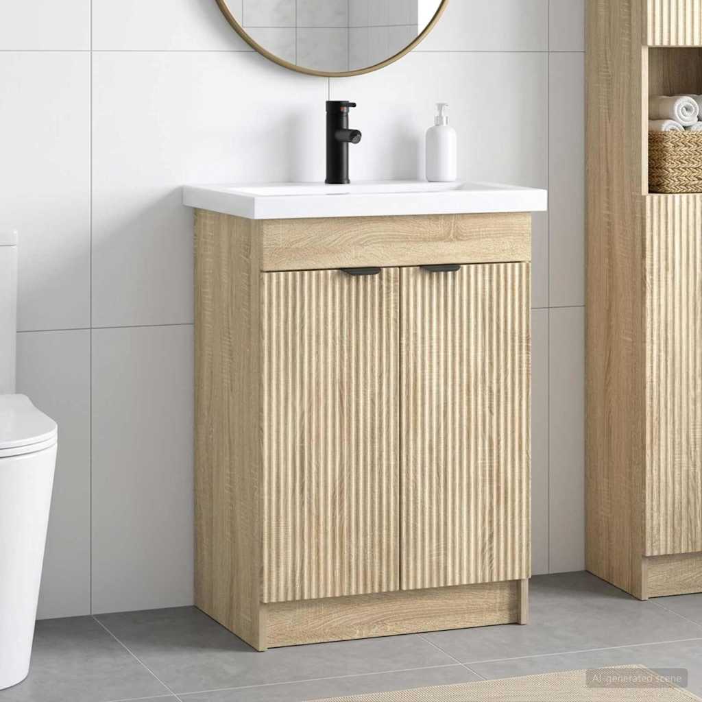 Vannitoa mööbleset Sonoma tamm 56 x 37,5 x 81 cm Tehispuit