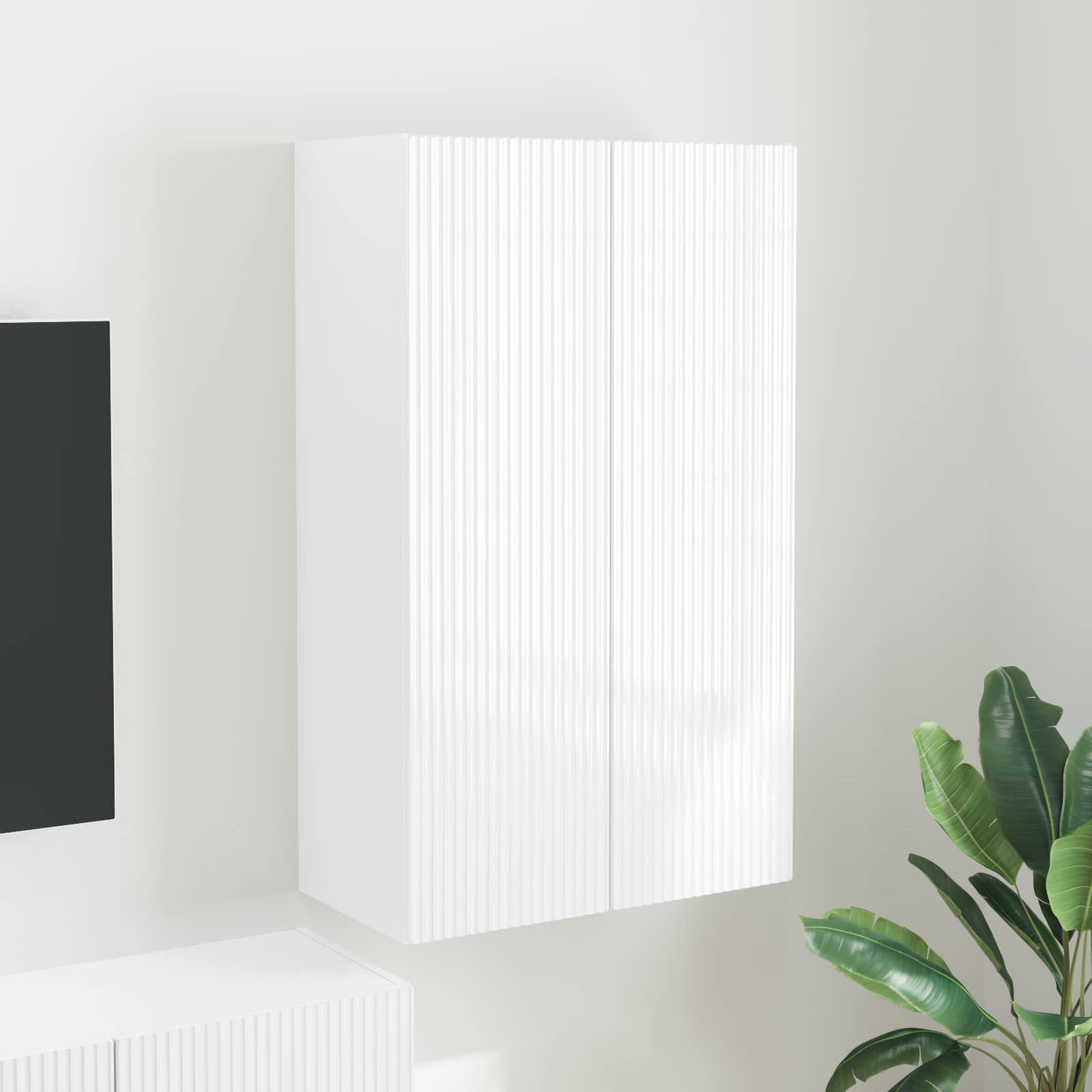 TV Seina Kapp 59,5 x 31 x 100 cm Kergelt läikiv valge Tehispuit