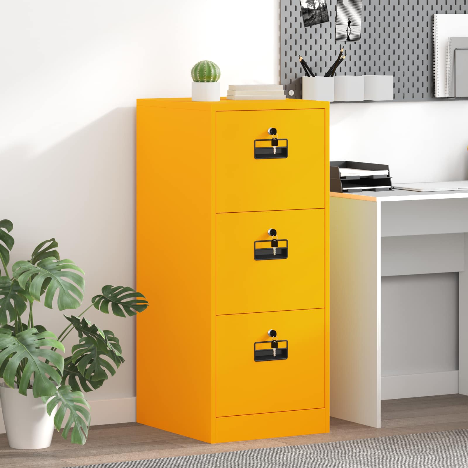 Failikapp Kollane sinep 44 x 50 x 106.5 cm Külmvalsitud teras