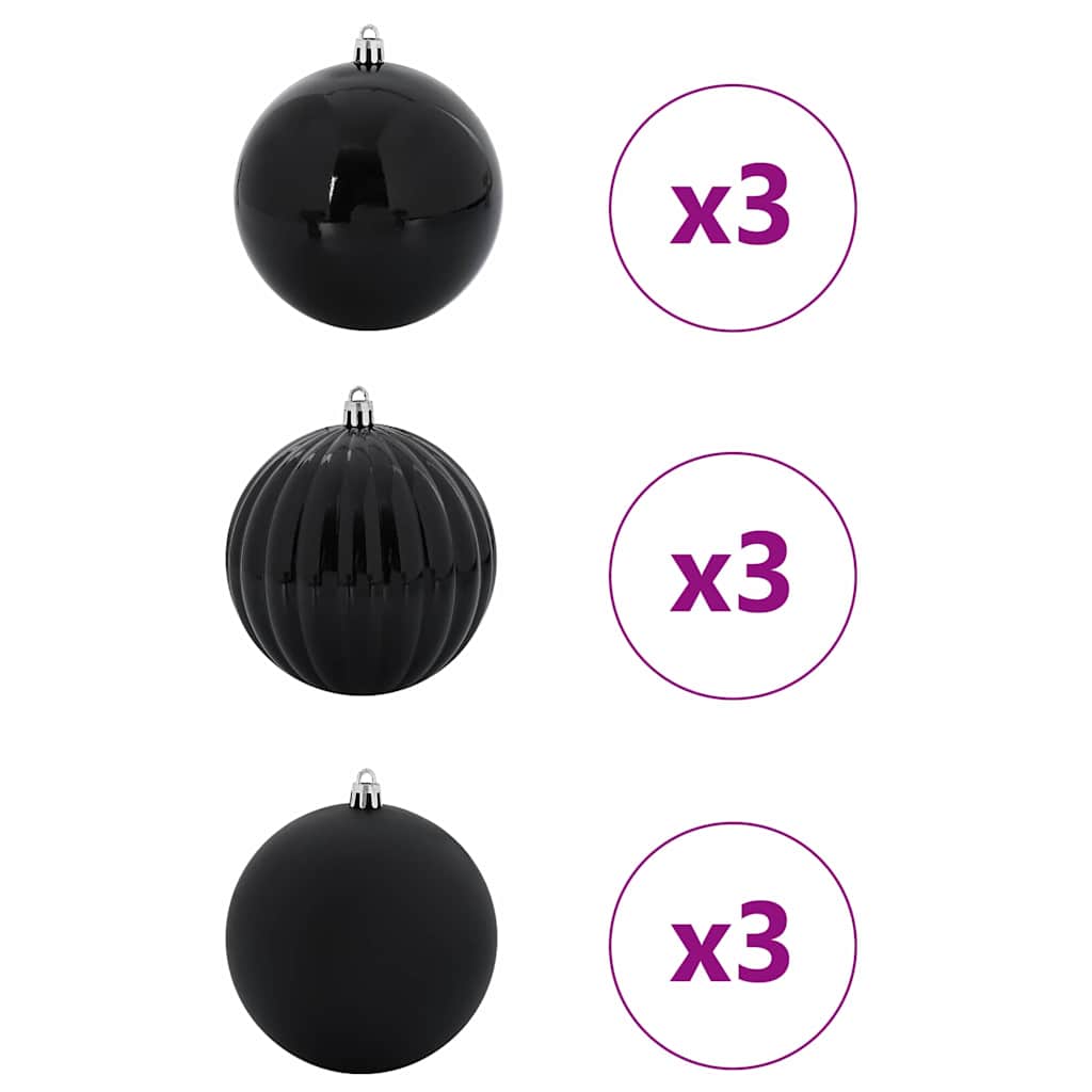 Jõulupallide komplekt XL 9 tk Must Ø 15 cm Plastmass