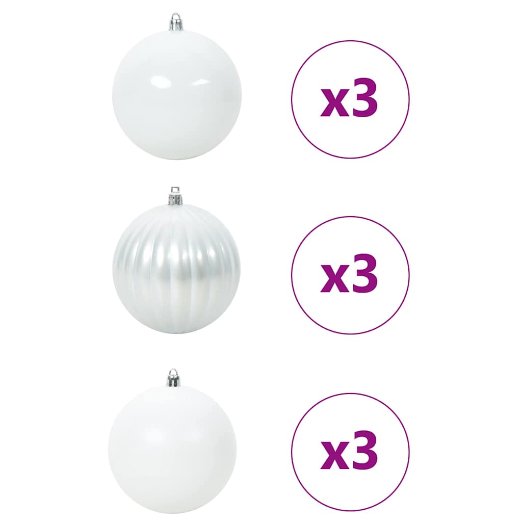 Jõulupallide komplekt XL 9 tk Valge Ø 15 cm Plastmass