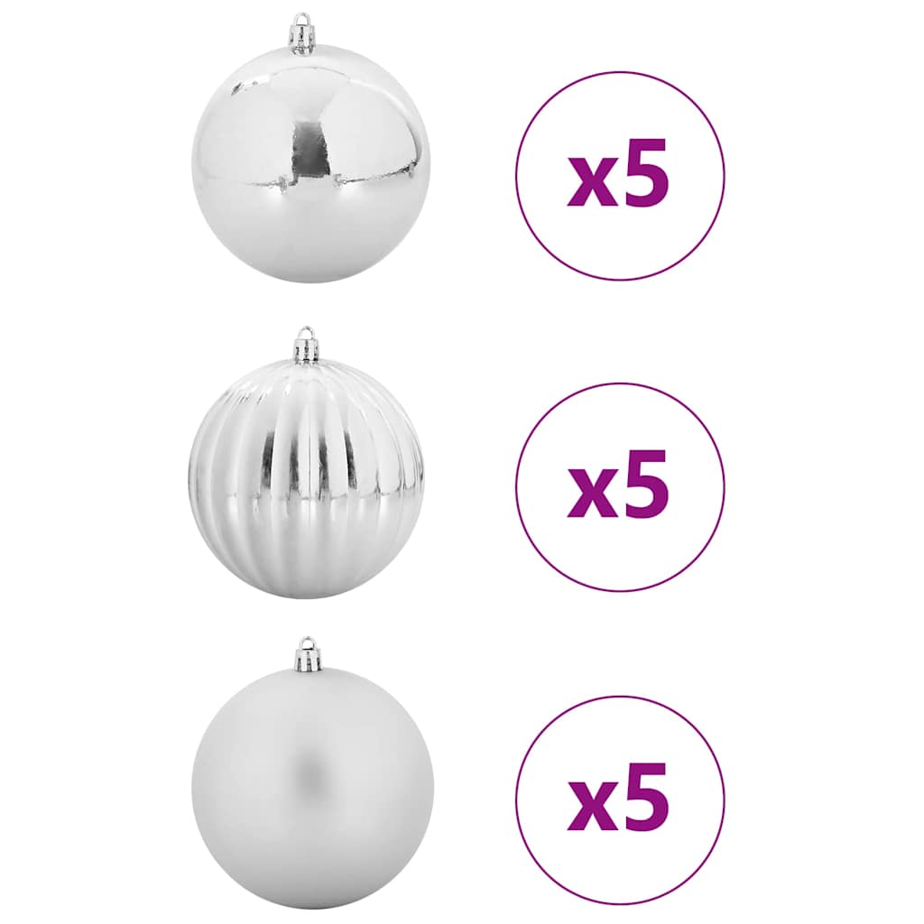 Jõulupallide komplekt XL 15 tk Hõbedane Ø 10 cm Plastmass
