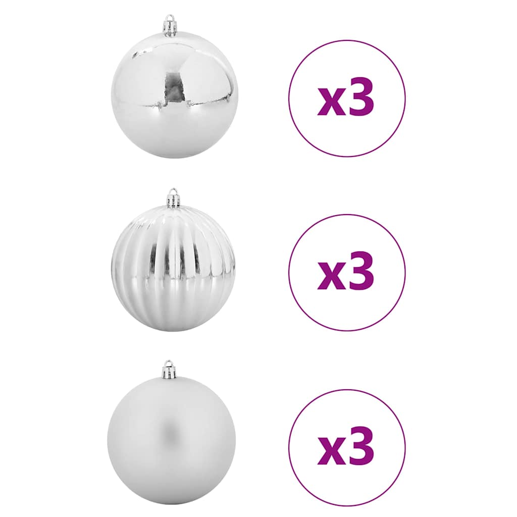 Jõulupallide komplekt XL 9 tk Hõbedane Ø 15 cm Plastmass
