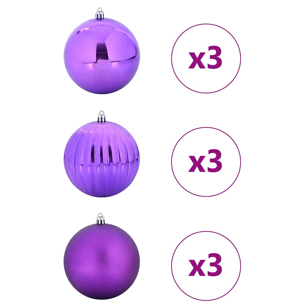 Jõulupallide komplekt XL 9 tk Lillakas Ø 15 cm Plastmass